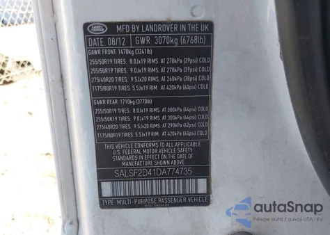 2013 Land Rover Range Rover Sport Hse from USA, damaged, VIN SALSF2D41DA774735